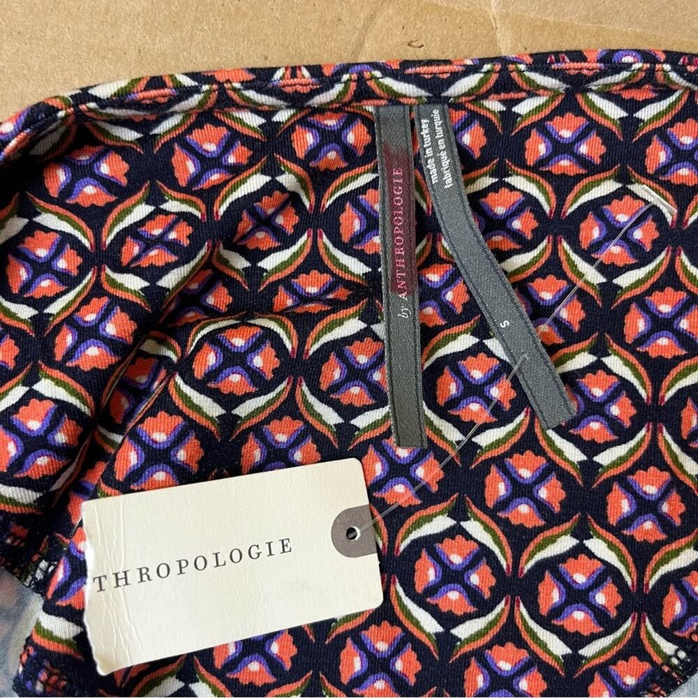 Anthropologie Geometric Short Sleeve Wrap Blouse - Picture 6 of 7